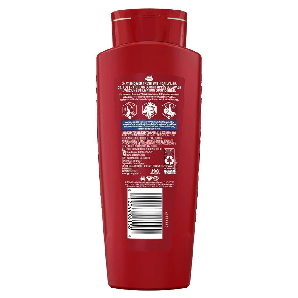 Old Spice Men's Body Wash, Bright Citrus, Superman, 24oz -New Unopened-